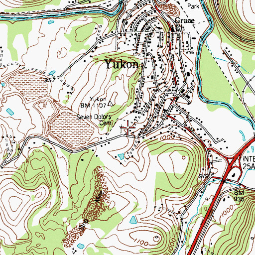 Topographic Map of Yukon Cemetery, PA