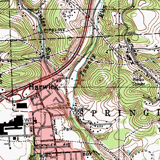 Topographic Map of Yutes Run, PA