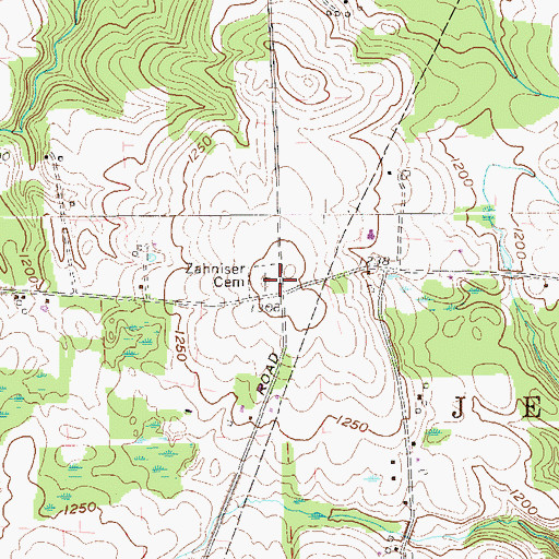 Topographic Map of Zahniser Cemetery, PA