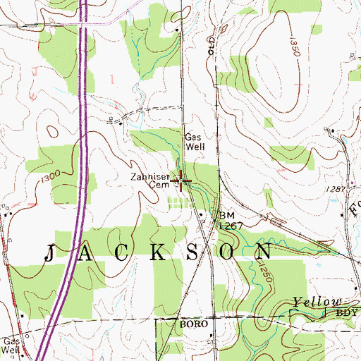 Topographic Map of Zahniser Cemetery, PA