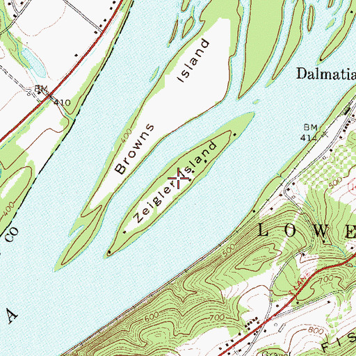 Topographic Map of Zeigler Island, PA