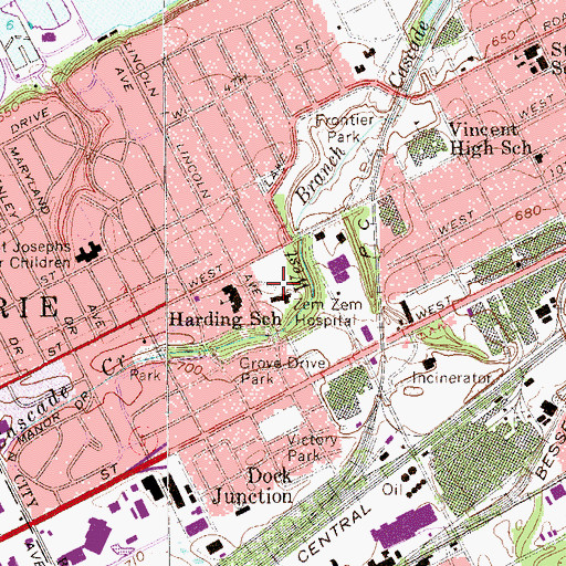 Topographic Map of Shriners Hospitals for Children, PA