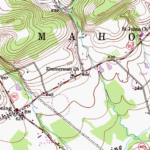 Topographic Map of Zimmerman Church, PA