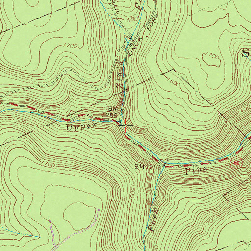 Topographic Map of Zinck Fork, PA