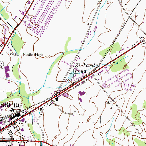 Topographic Map of Zinkand Pond, PA