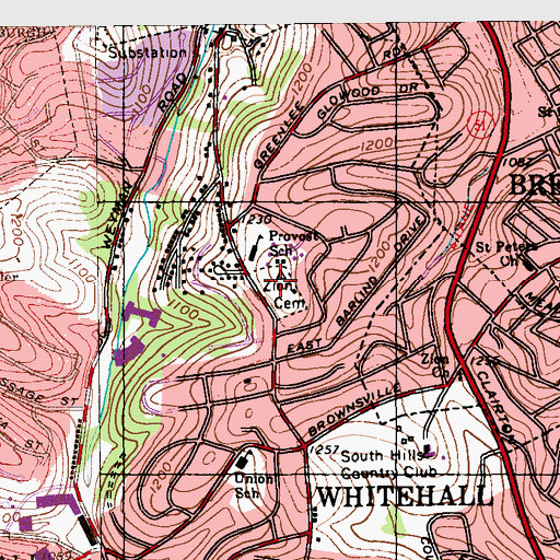 Topographic Map of Zion Cemetery, PA