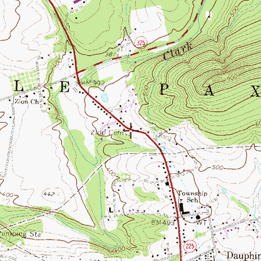 Topographic Map of Zion Cemetery, PA