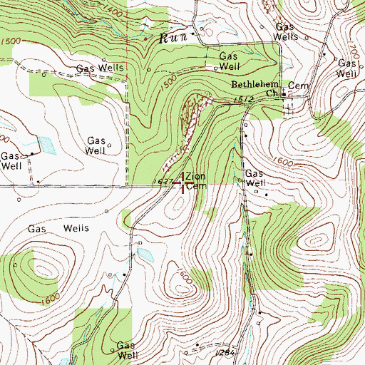 Topographic Map of Zion Cemetery, PA