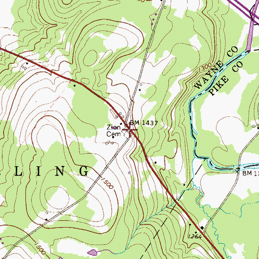 Topographic Map of Zion Cemetery, PA