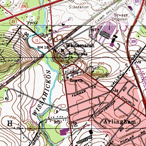 Topographic Map of Zion Church, PA