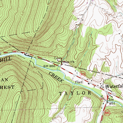 Topographic Map of Zion Church, PA