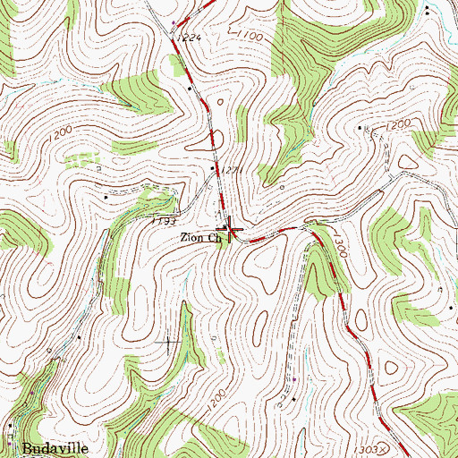 Topographic Map of Zion Church, PA