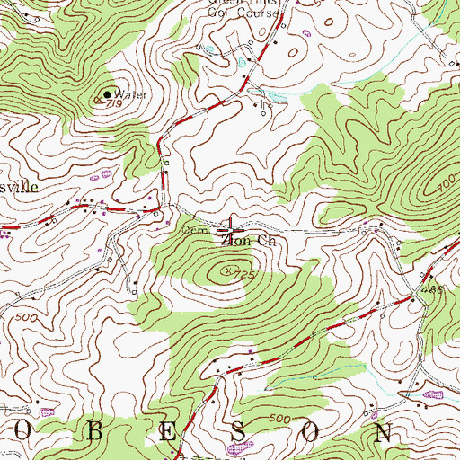 Topographic Map of Zion Church, PA