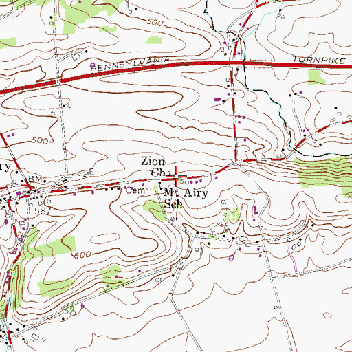 Topographic Map of Zion Church, PA