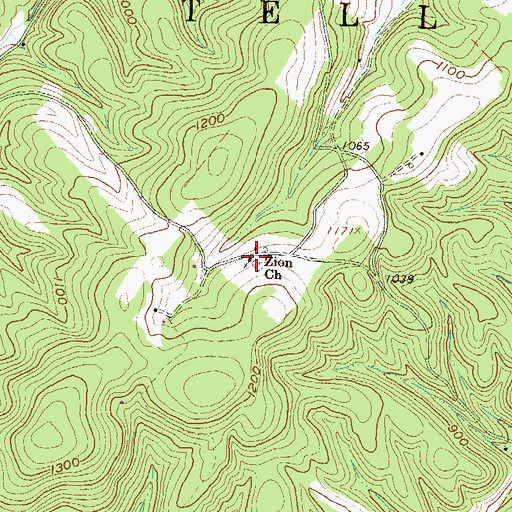 Topographic Map of Zion Church, PA