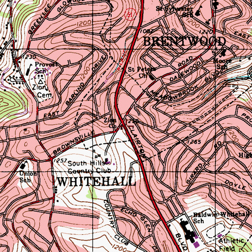 Topographic Map of Zion Church, PA