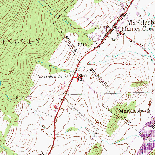 Topographic Map of Zion Church, PA