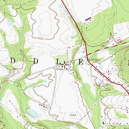 Topographic Map of Zion Church, PA