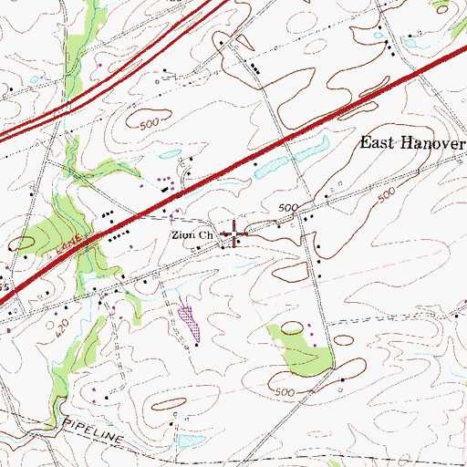 Topographic Map of Zion Luthern Church, PA