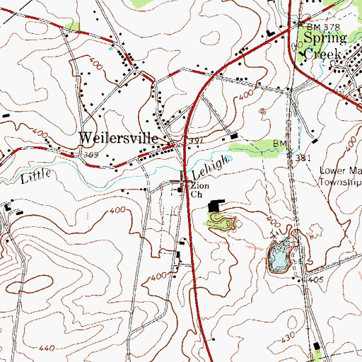 Topographic Map of Zion Church, PA