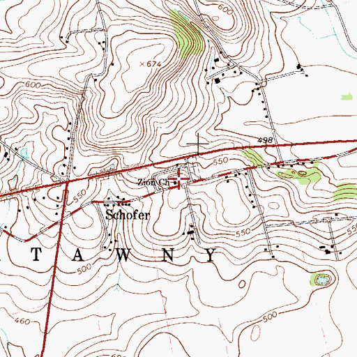 Topographic Map of Zion Church, PA