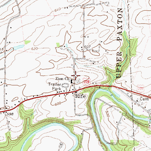 Topographic Map of Zion Church, PA