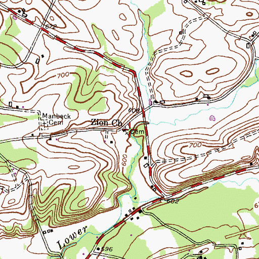 Topographic Map of Zion Church, PA