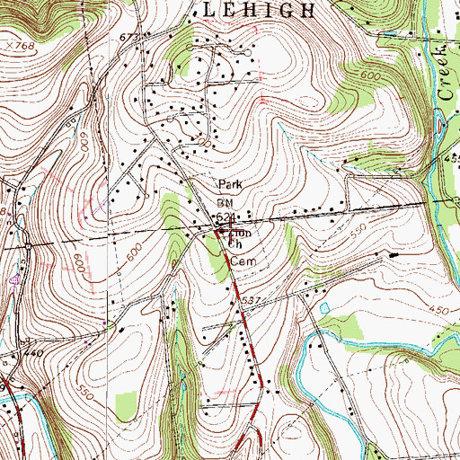 Topographic Map of Zion Church, PA