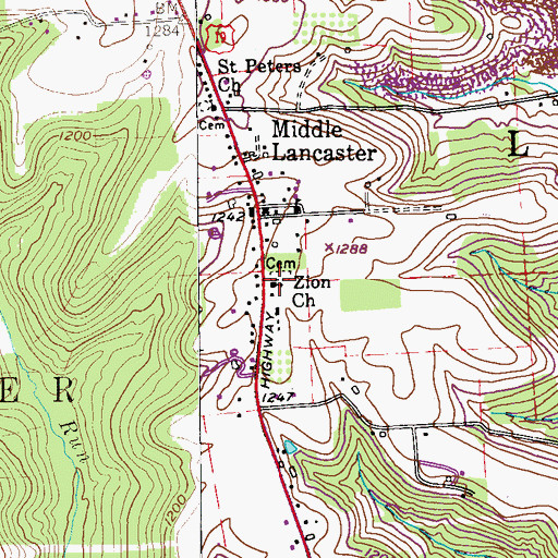 Topographic Map of Zion Church, PA