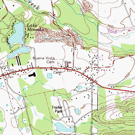 Topographic Map of Zion Church, PA