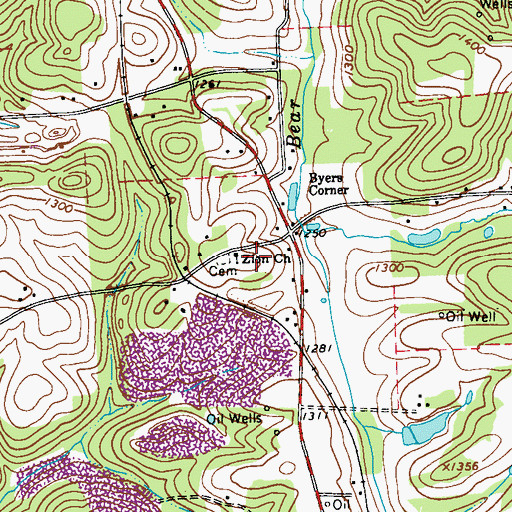 Topographic Map of Zion Church, PA