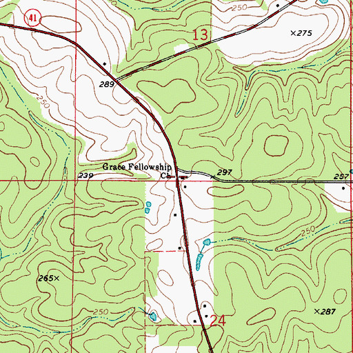 Topographic Map of Grace Fellowship Church, AL