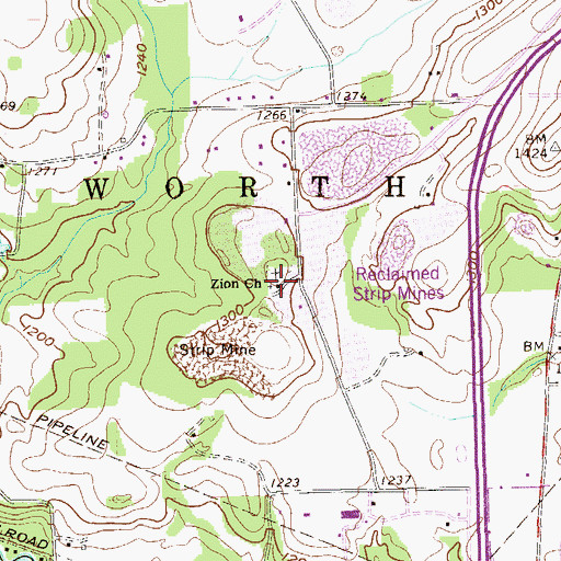 Topographic Map of Zion Church, PA
