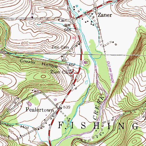 Topographic Map of Zion Church, PA