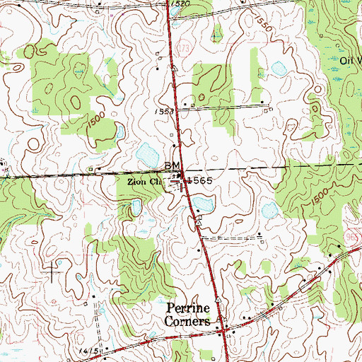 Topographic Map of Zion Church, PA