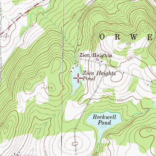 Topographic Map of Zion Heights Pond, PA