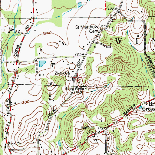 Topographic Map of Zions Church, PA