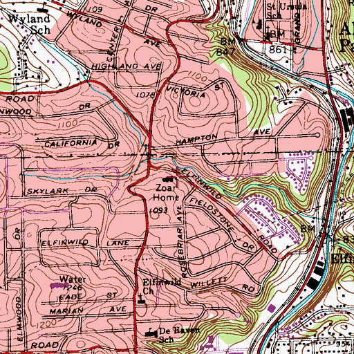 Topographic Map of Zoar Home, PA