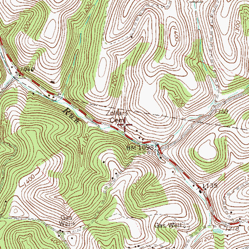 Topographic Map of Zollars Cemetery, PA