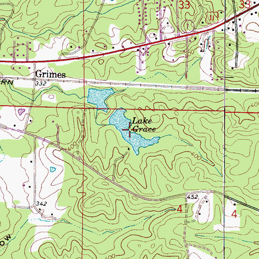 Topographic Map of Lake Grace, AL