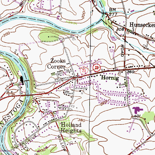 Topographic Map of Zooks Corner, PA