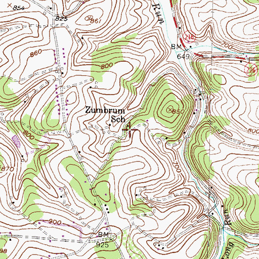 Topographic Map of Zumbrum School, PA