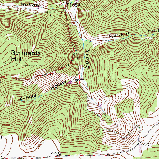Topographic Map of Zundel Hollow, PA