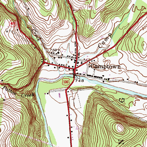 Topographic Map of Camps Creek, PA