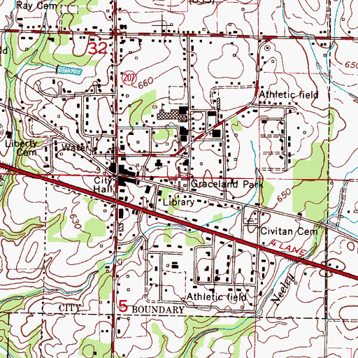 Topographic Map of Graceland Park, AL