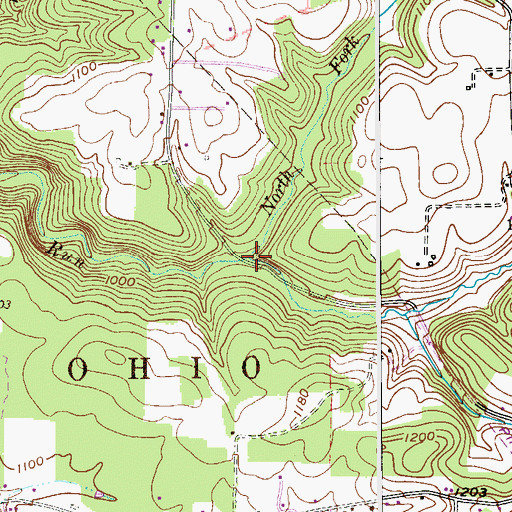 Topographic Map of North Fork Bieler Run, PA