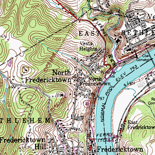 Topographic Map of North Fredericktown, PA