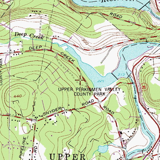 Topographic Map of Upper Perkiomen Valley County Park, PA