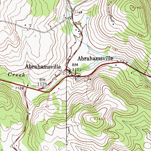 Topographic Map of Abrahamsville, PA