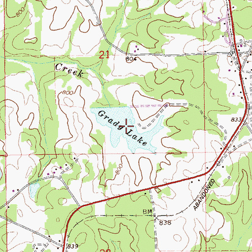 Topographic Map of Grady Lake, AL